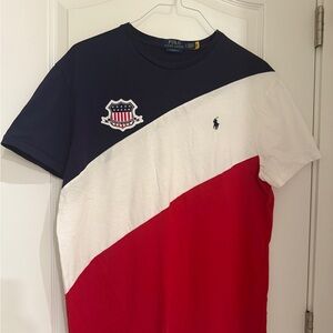 Ralph Lauren Men's Colorblock Tee - Navy, White, Red USA Olympics Size L 🇺🇸